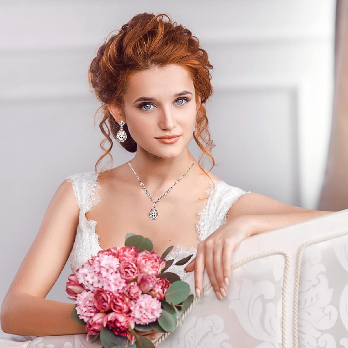 SANNIDHI  Necklace Set for Women Girls Shining Jewellery Set With Earrings Crystal Wear Rhinestone Choker Necklace Costume Jewelry Anniversary SANNIDHI  Necklace Set for Women Girls Shining Jewellery Set With Earrings Crystal Wear Rhinestone Choker Necklace Costume Jewelry Anniversary